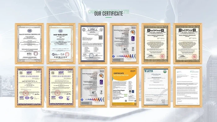 xmsd frozen Vegetable and fruit certificate xmsd frozen Vegetable and fruit certificate